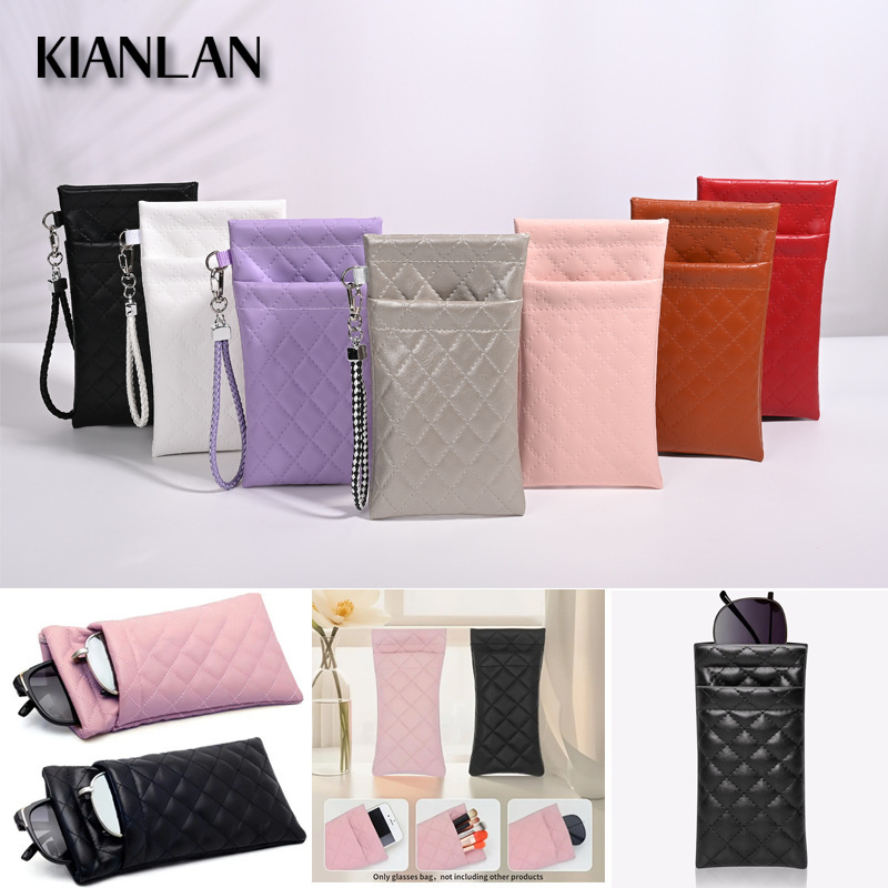 Double-Layer Glasses Bag Can Be Hung on a Handbag, Glasses Storage Bag, Cross-Border Portable Multi-Functional Sunglasses Pop-Up Glasses Bag