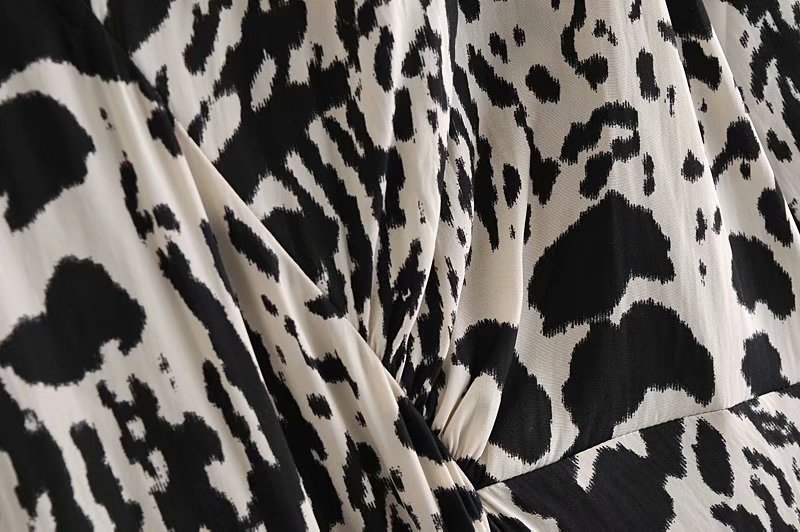 animal print V-neck dress NSAM20643