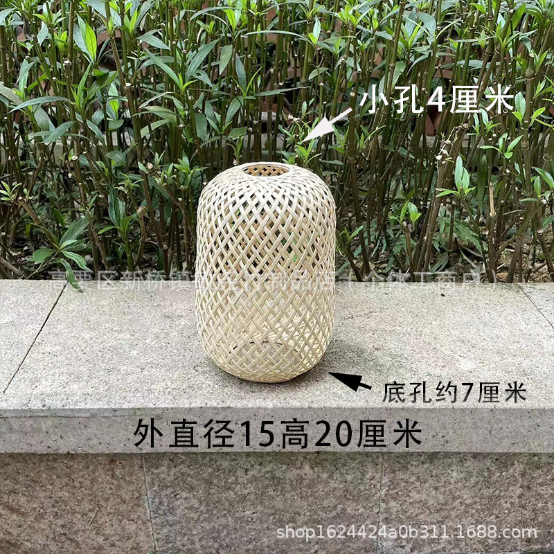 Buca linterna de bambú hecha a mano pura lámpara candelabro en el hogar decoración de ocio Zen retro con soporte de lámpara