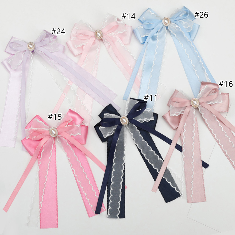 Sweet Bow Knot Polyester Lace Lace Inlay Artificial Pearls Hair Clip display picture 1