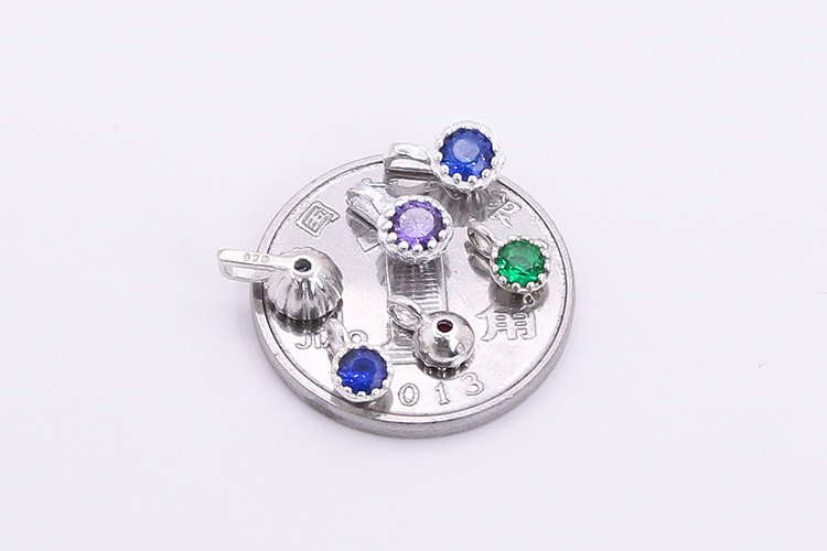 Geometric Pattern Polished Finish Plating Design 1 Piece 7*4mm 925 Sterling Silver Zircon Geometric Polished Pendant