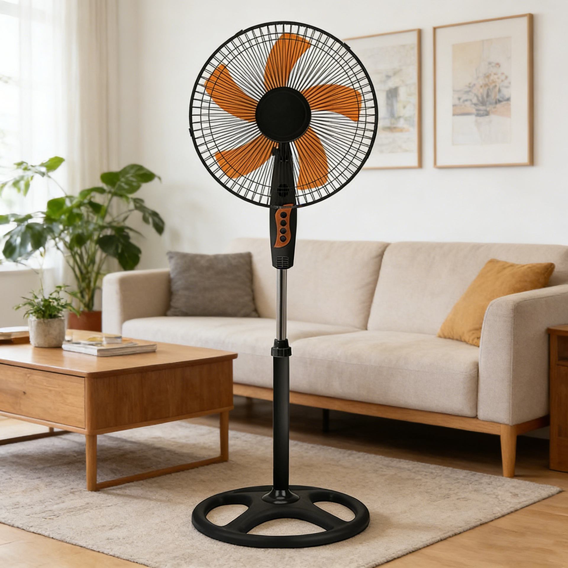 Ventilador de aterrizaje doméstico ventilador de control remoto de 16 pulgadas ventilador eléctrico del sudeste asiático 9h cronometrado gran plataforma de viento vertical ventilador silencioso