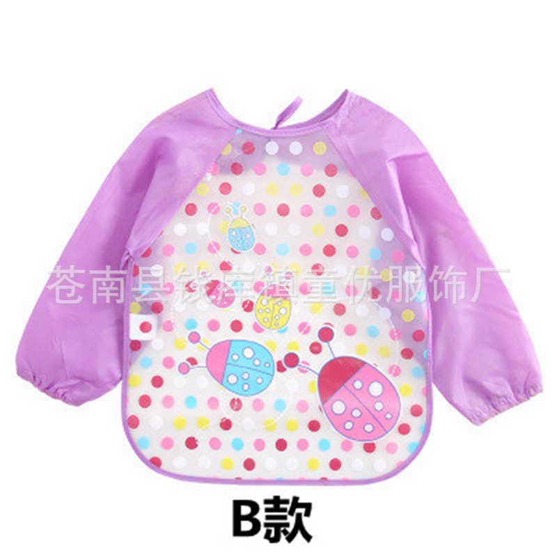 EVA para niños mono de bebé de manga larga a prueba de agua babero bebé sin lavado anti-sucio comer ropa de pintura ropa de babero de arroz