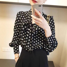2025秋季法式波点长袖衬衫中青年显瘦通勤漂亮女士衬衣