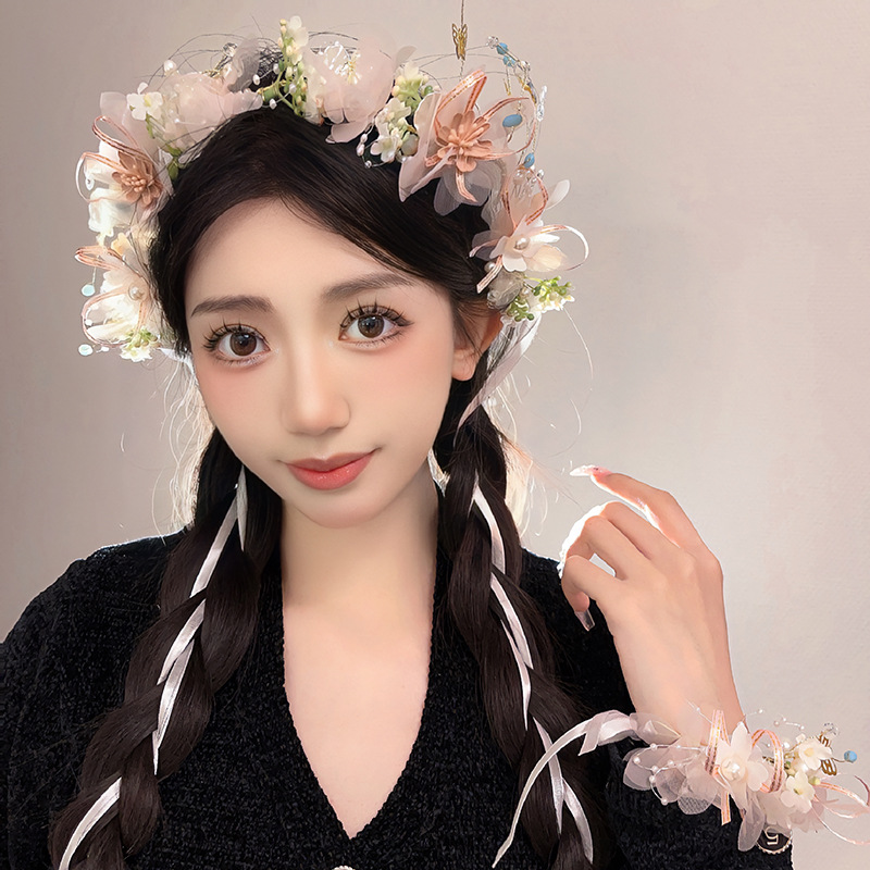 ins Simple Elegant Sweet Seaside Summer Elf Wreath Headwear Mori Style Headband Hair Band