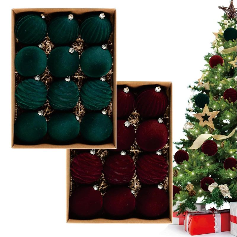 クロスボーダー新製品 8 センチメートル植毛ボールクリスマス装飾ボールセットクリスマスツリーシーンレイアウトクリスマスペンダント|undefined