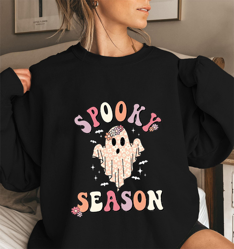 Ebay Export Autumn and Winter New Spooky Season Ghost Halloween Round Neck Women's Sweatshirt Long Sleeves