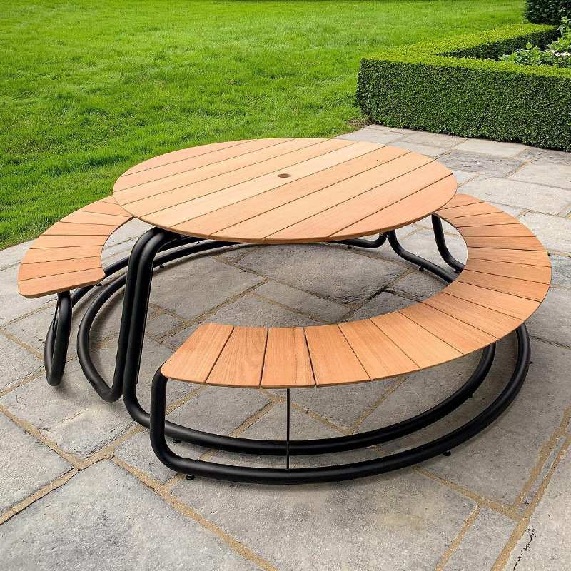 Mesa y sillas de patio al aire libre Mesa de ocio balcón al aire libre Jardín al aire libre Diseño Café Mesa redonda Calle comercial image 3