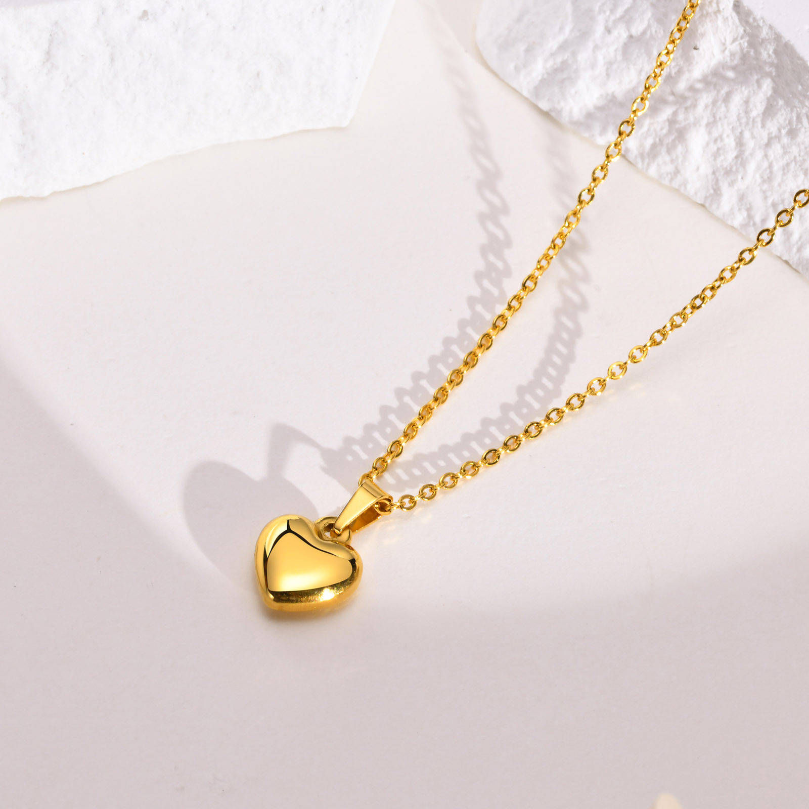 Women'S Gender Wholesale Jewelry Simple Style Heart Shape Titanium Steel 18K Gold Plated Plating Pendant Necklace