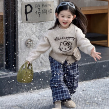 2025冬季新品 韩版童装  女童圆领卡通毛线衣  宝宝下摆开衫毛衣