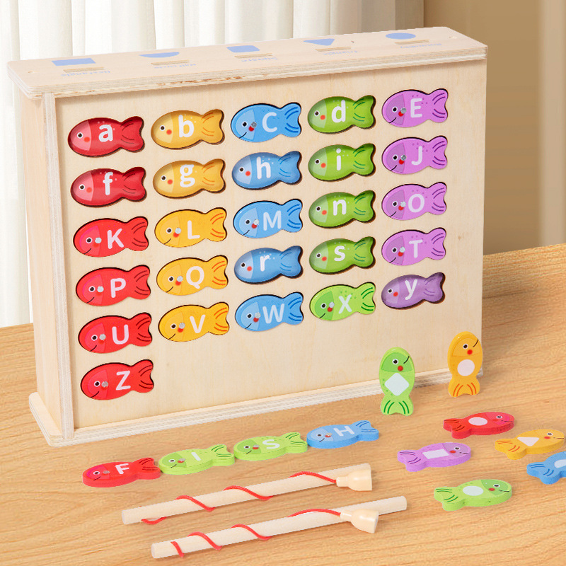 CPC alfabeto magnético juego de batalla de pesca madera para niños forma marina a juego educación temprana juguetes educativos al por mayor