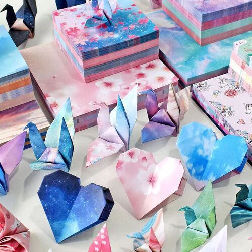Children's handmade origami paper cranes starry sky twelve constellations origami square colored paper kindergarten paper-cutting materials