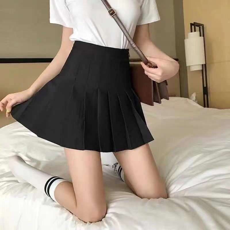 女性用プリーツスカート、秋冬スカート、ハイウエストAラインスリムスカート、小柄な方向け、カレッジスタイル、露出防止機能付き|undefined