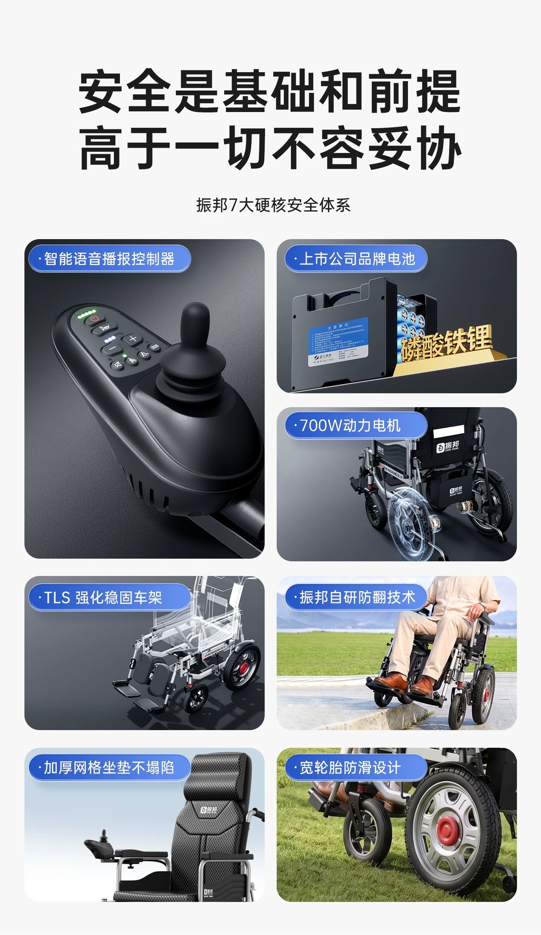 Smart, fully automatic electric wheelchair designed for the elderly, foldable and lightweight, a four-wheeled mobility aid for seniors and people with disabilities