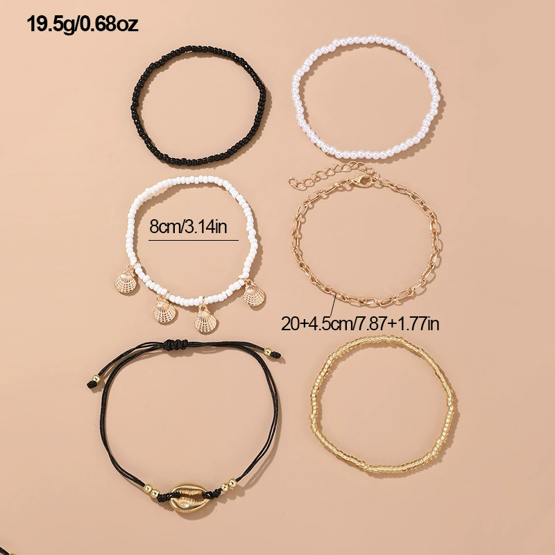 Комплект anklet (браслет на щиколотку) в пляжном бохо-европейском стиле, многоцветные бисерные цепи (разноцветные)