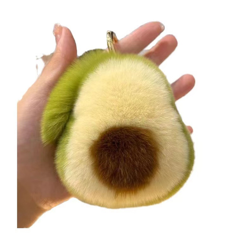 Peludo aguacate llavero de automóvil colgante llavero de automóvil colgante bolso de muñeca de peluche rojo colgante