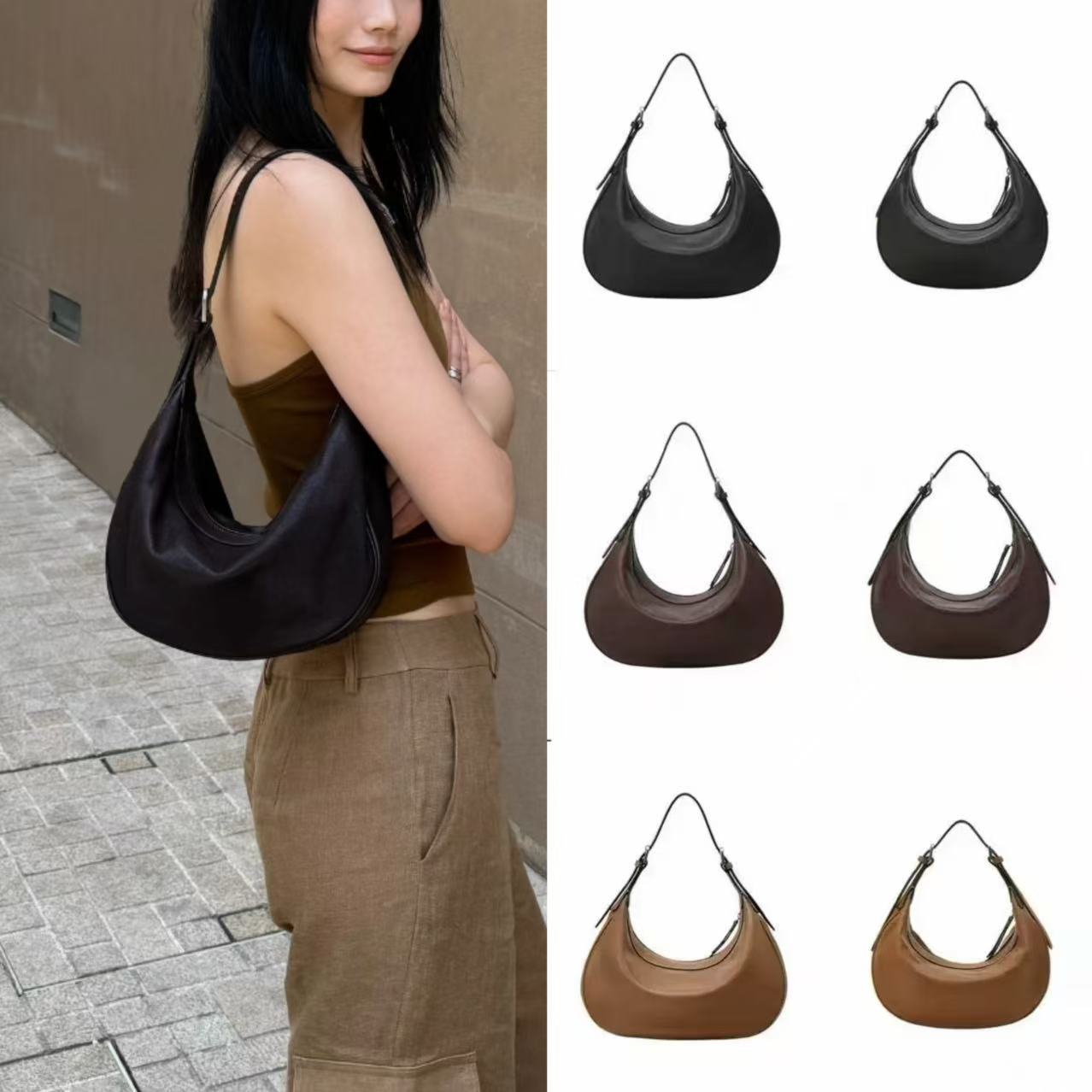 [New Year Gift] Qiu-Zhen Vegetable-Tanned Sheepskin Crescent Hobo Bag Versatile Commuter Crossbody Shoulder Bag For Women
