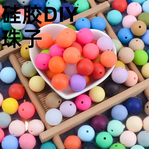 New 12mm food grade pure silicone bead baby pacifier chain bite stick DIY bracelet necklace accessories material