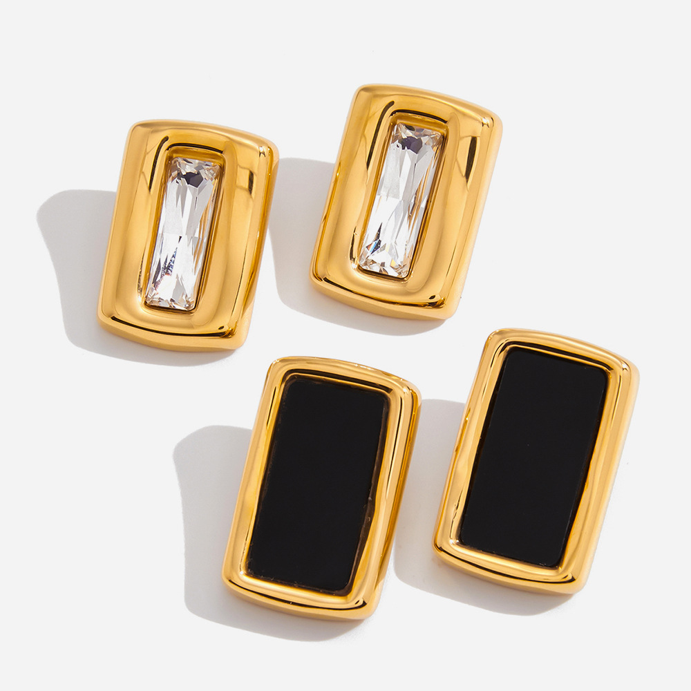 retro acrylic square demi-season design earrings with zircon