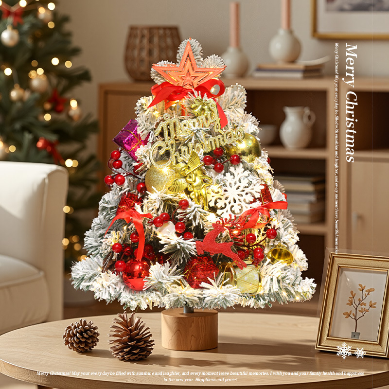 Mesa de decoración de Navidad transfronteriza nieve blanca árbol de Navidad 45cm 60cm adornos simulación mini árbol árbol flocado