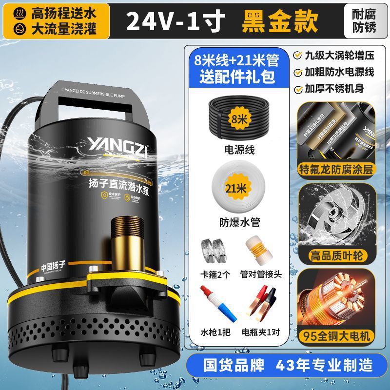 Yangzi bomba sumergible de corriente continua 12V48V72V bomba eléctrica de bombeo de agua de riego agrícola doméstico bomba de agua de alta potencia