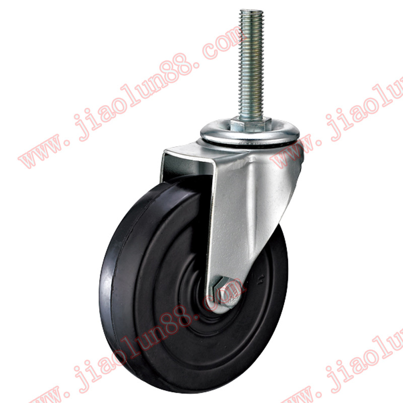 美式轻型橡胶脚轮|3寸丝杆橡胶轮万向M10*30mm|75mm橡胶轮厂家