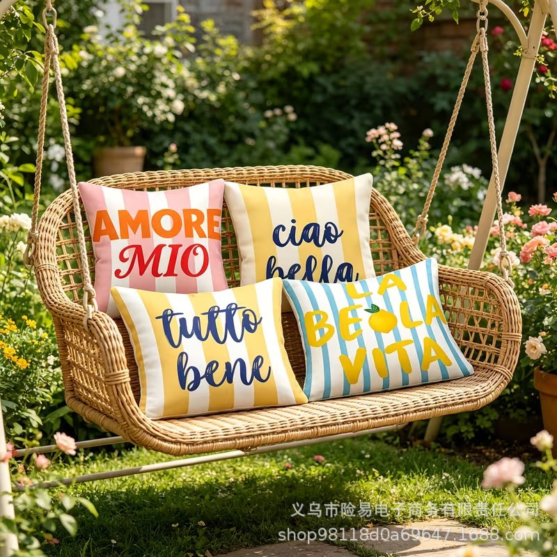Transfronterizo para 4 piezas de verano italiano rayas funda de almohada mágica funda de almohada en el hogar al por mayor un agente de cabello image 5