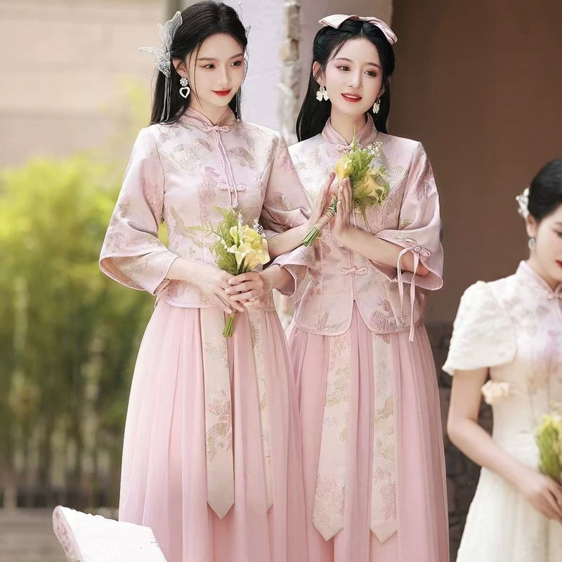 Bridesmaid dresses, new Chinese-style women's clothing, spring and autumn national-style formal wear, petite bridesmaid sets for weddings Bridesmaid dresses, new Chinese-style women's clothing, spring and autumn national-style formal wear, petite bridesmaid sets for weddings