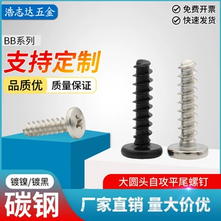 碳钢铁BB黑色大圆头平尾自攻螺丝镀镍黑色大圆头自攻螺丝钉M3M4
