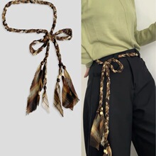 女士腰带格子麻花手工编织复古波西米亚ins街拍时尚搭配腰绳工厂