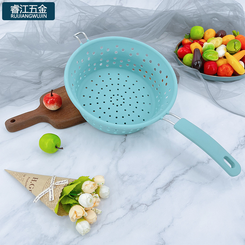 Food-grade silicone foldable household kitchen vegetable and fruit draining basket, multifunctional vegetable washing and noodle strainer