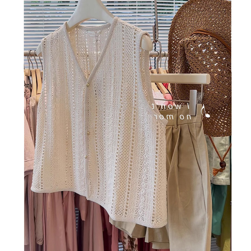 There is no d recommendation for the original high-fixed CHAO grade! Ice Silk Linen Hollow Knitted Vest Vest Sleeveless Top Cardigan There is no d recommendation for the original high-fixed CHAO grade! Ice Silk Linen Hollow Knitted Vest Vest Sleeveless Top Cardigan