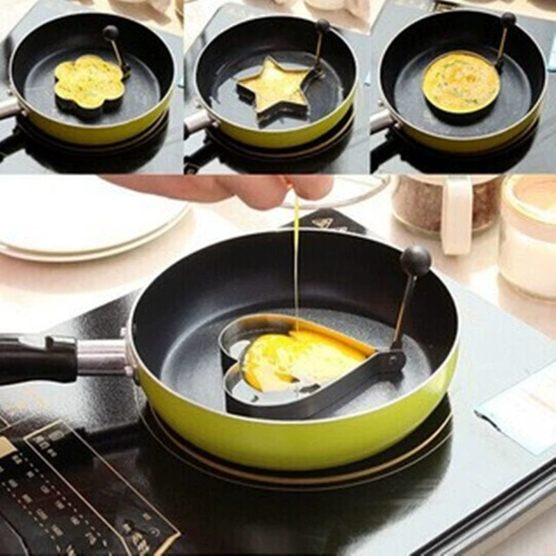 Форма для жареных яиц из нержавеющей стали, цветок, креативная DIY форма для яйца в виде сердца, модель для по‑ширования яйца, кольцо для жарки