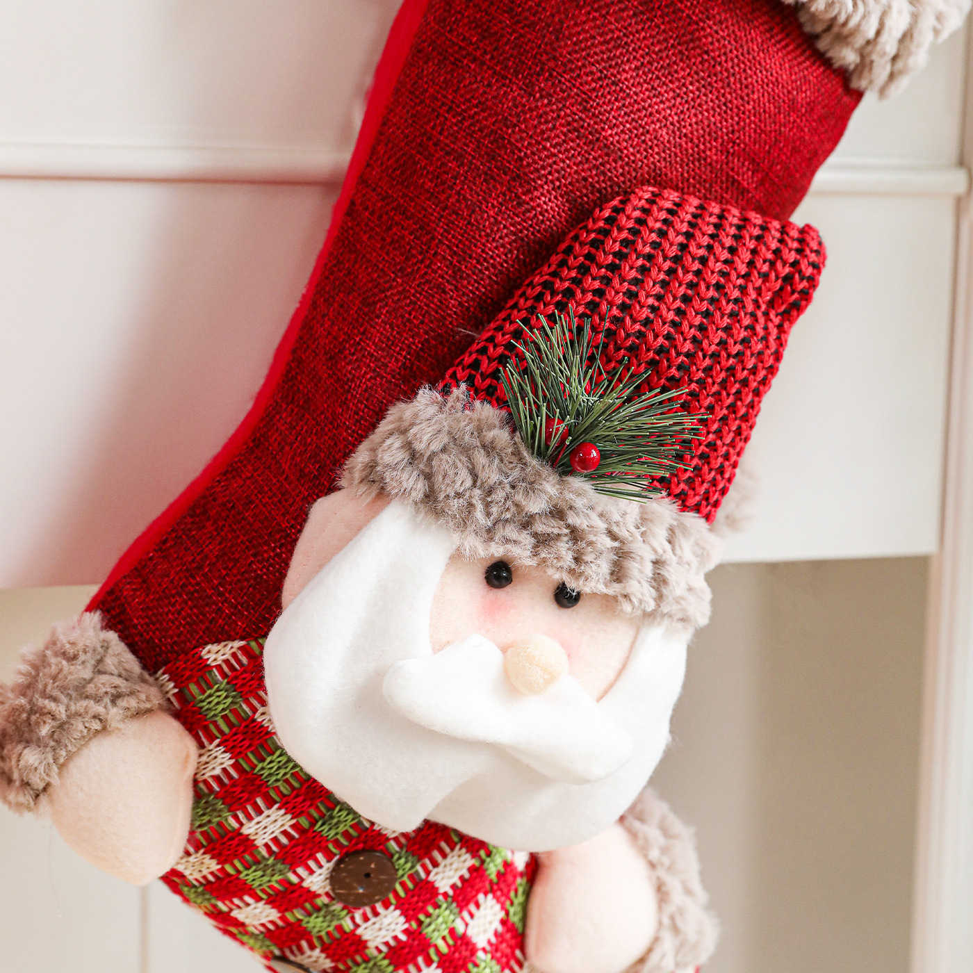 Nuevos calcetines de Navidad de peluche bolsas de regalo decoraciones de Navidad dibujos animados Papá Noel muñeco de nieve calcetines diseño de escena