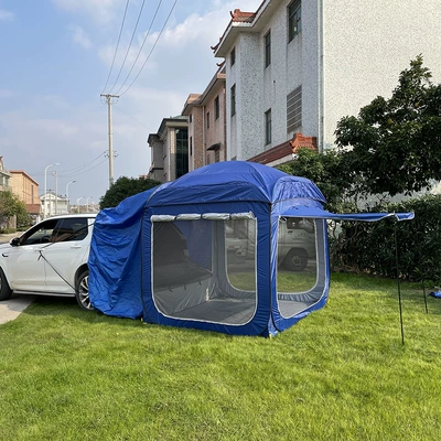 Outdoor extension suv rear Tent Room car tent trunk car tail tent car side outdoor camping (Avtomobil dam çadırları) - blue-5-8-people
