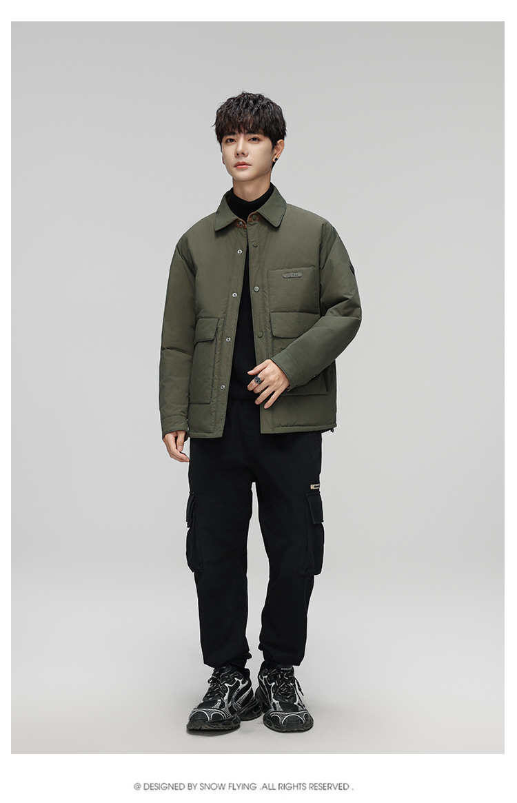 Men's Down Jacket Lapel Collar Warm Casual Winter Coat For Men_voghion.com