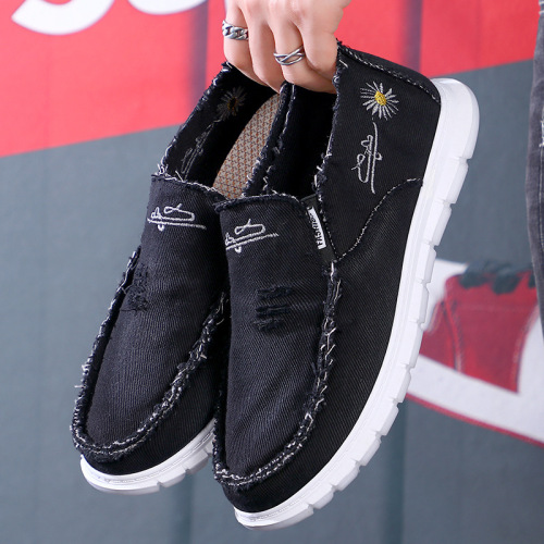 Summer New Style Fashion Bum Canvas Shoes Men Breathable Casual Old Beijing Cloth Shoes Lazy One-Piece Work Shoes