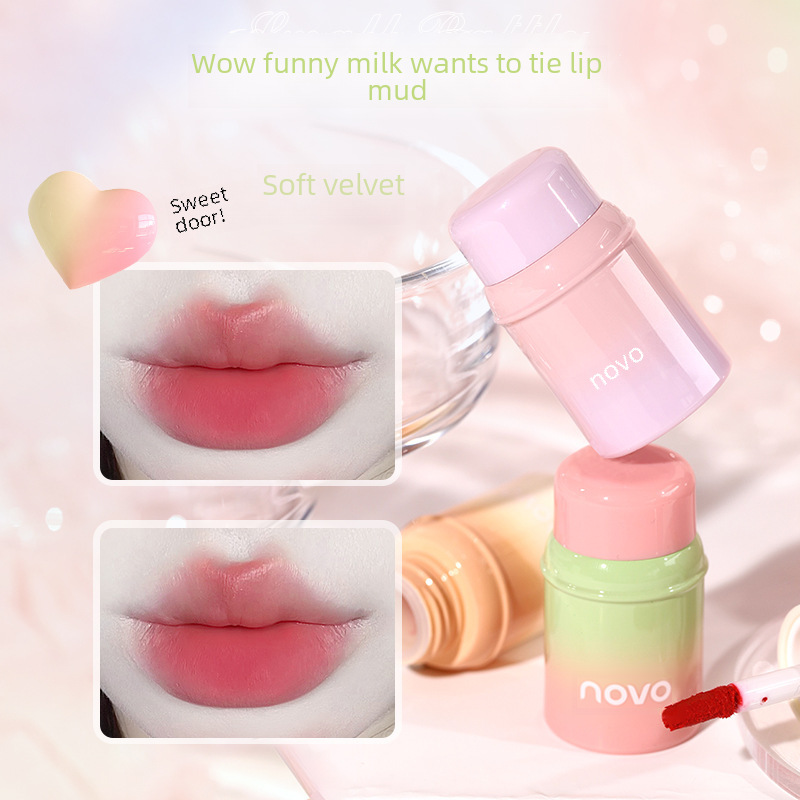 novo small feeding bottle soft Velvet Lip mud matte matte lip glaze waterproof not easy to fade White cheap student party