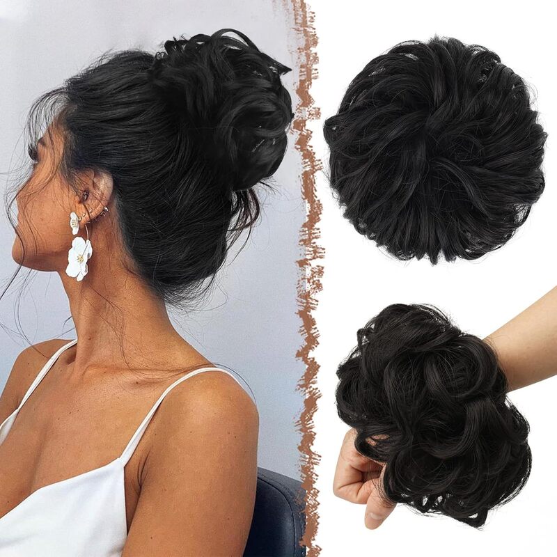 Women's Wig Chemical Fiber Curly Hair Ring Elastic Bun Ponytail Hair Extension Women's Synthetic Hair Ring