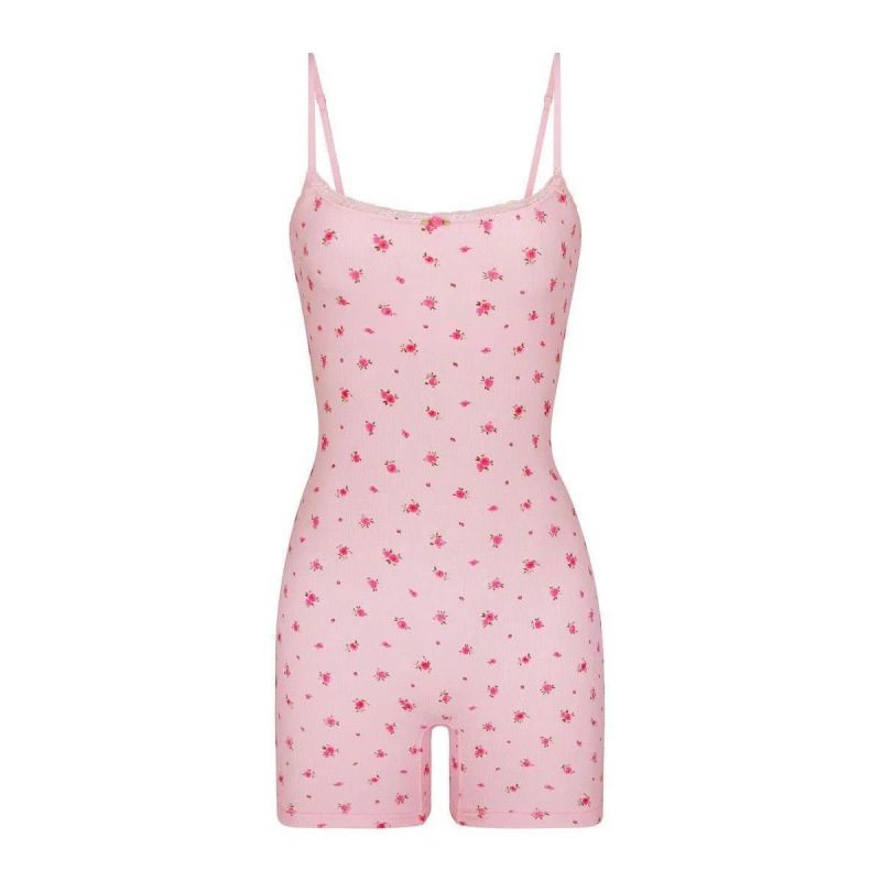 Skims Kardashian Soft Lounge Lace Floral Modal Fabric Suspender Jumpsuit Skims Kardashian Soft Lounge Lace Floral Modal Fabric Suspender Jumpsuit