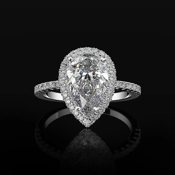 Cao Shi e-commerce cross-border jewelry creative shining drop-shaped zircon wedding ring ladies wedding jewelry wholesale