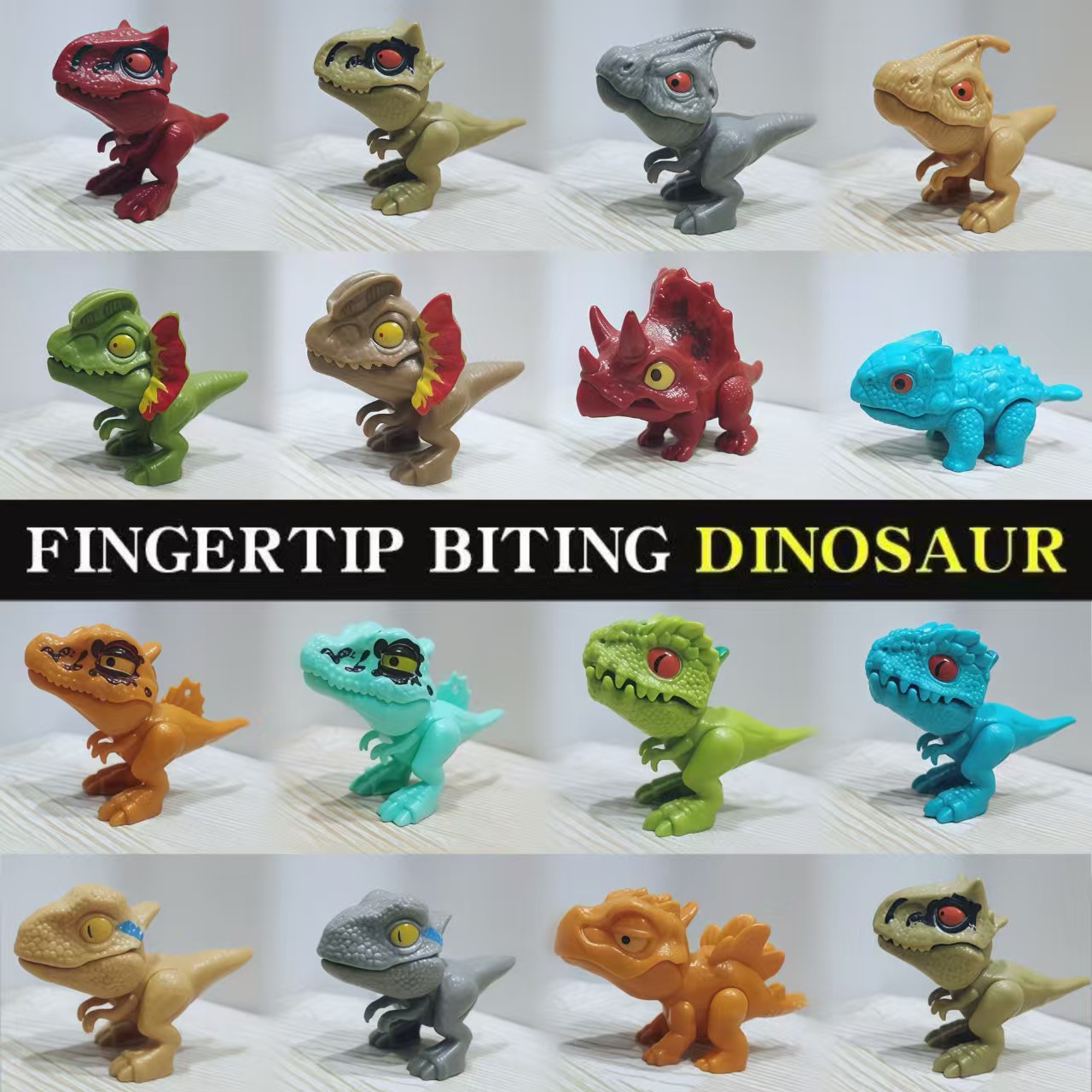 Mini Juguete de Dinosaurio Muerde Dedos Talla Pequeña de Plástico para Niños