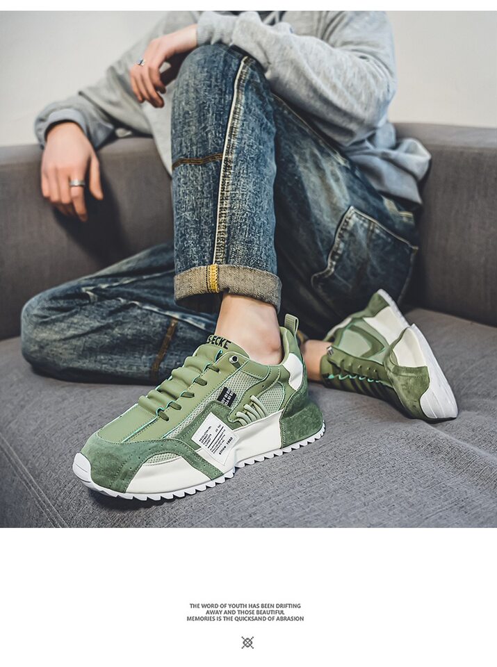 Giày thể thao nam sneaker thoáng khí đế cao su gót thấp tăng chiều cao — C681 màu trắng, C681 màu xanh lá, C681 màu đen chi tiết 4