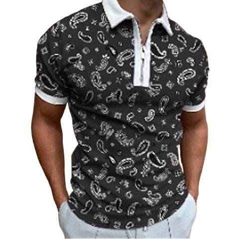 Comercio exterior europeo y americano primavera nueva moda casual popular impresión polo camiseta con cremallera hombres envío gratis