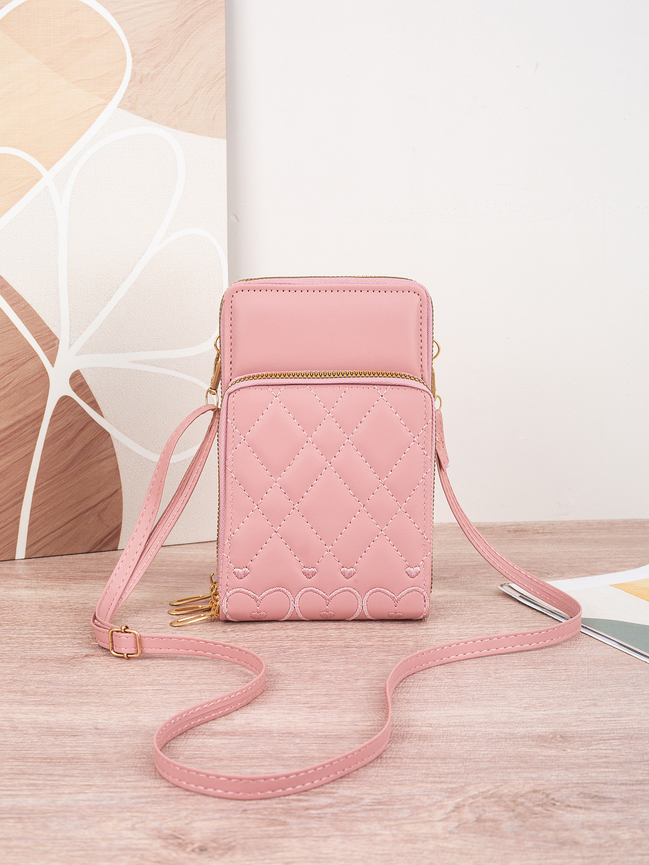 2025 nuevo bolso de teléfono móvil lindo moda multifuncional un hombro mochila tres cremallera bordado mariposa impresión bolso de mujer
