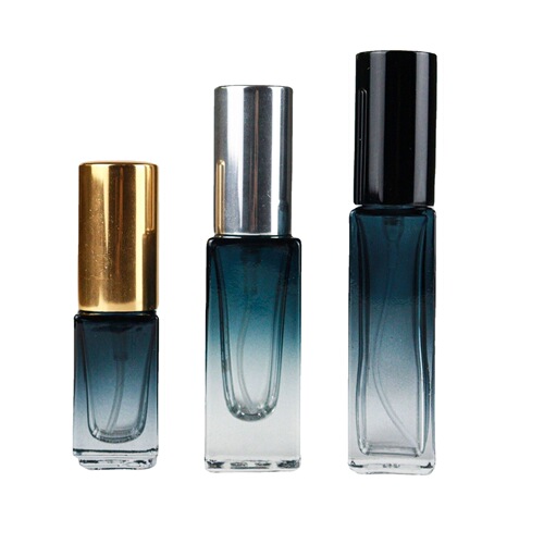 Square bottle perfume bottle 3ml10ml essential oil bottle perfume bottle gradient glass thick bottom spray bottle wholesale