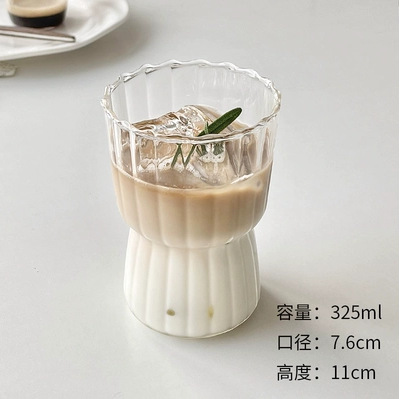 Taza de vidrio de alta borosilicona vertical creativa Taza de desayuno de leche de gran capacidad Taza de jugo de bebida de vidrio transparente