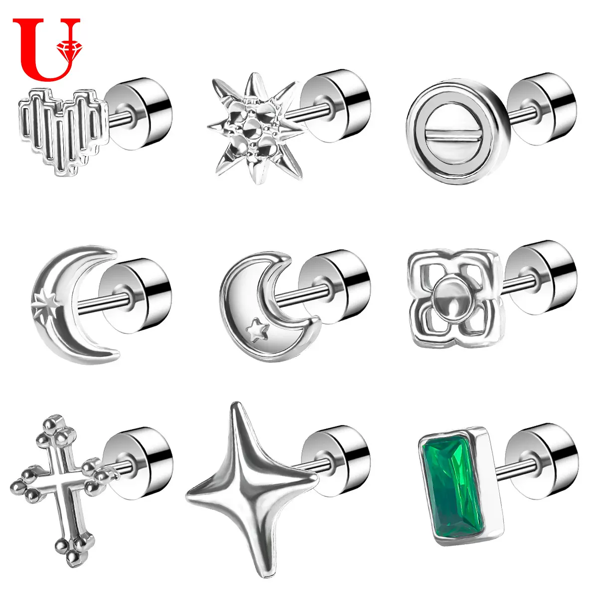 跨境专供十字架耳钉小众设计感冷淡风简约养耳洞18K金色小巧耳钉