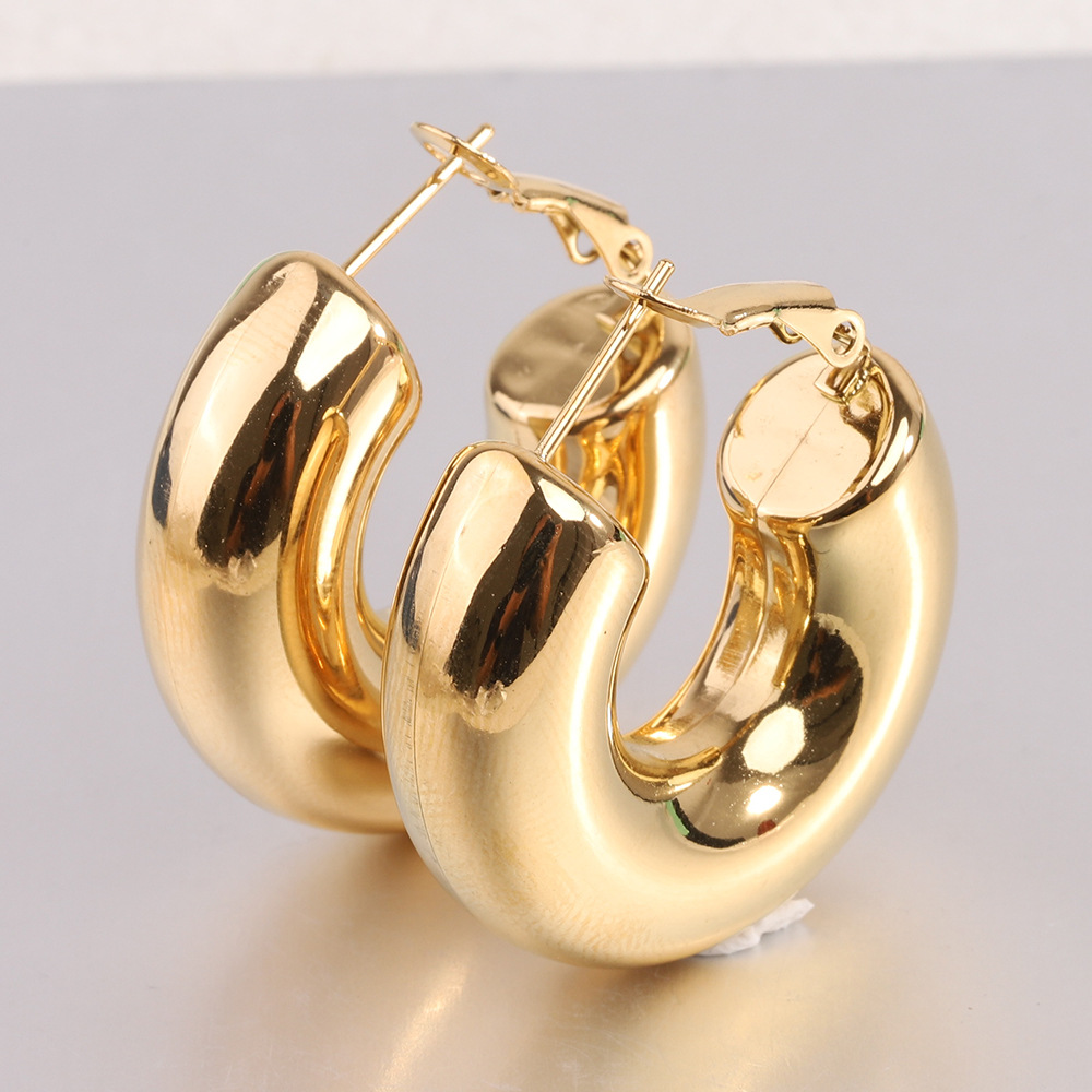 Women's Gender Plating Design 1 Pair Simple Style Solid Color Plating Titanium Steel Gold Plated Earrings