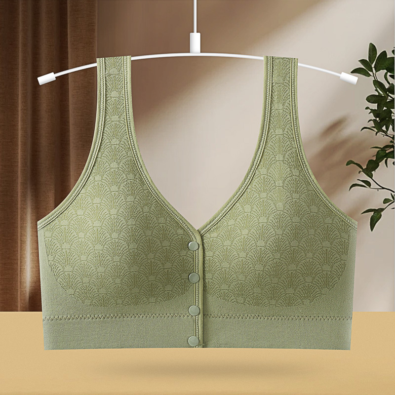 La ropa interior de la madre con hebilla frontal se reúne sin anillo de acero, sujetador tipo chaleco de pecho, sujetador de lactancia para mujeres de mediana edad y ancianas